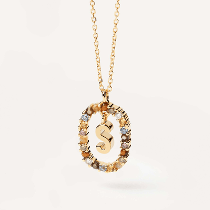 18K Real Gold, Initial Necklace, Letter Pendant