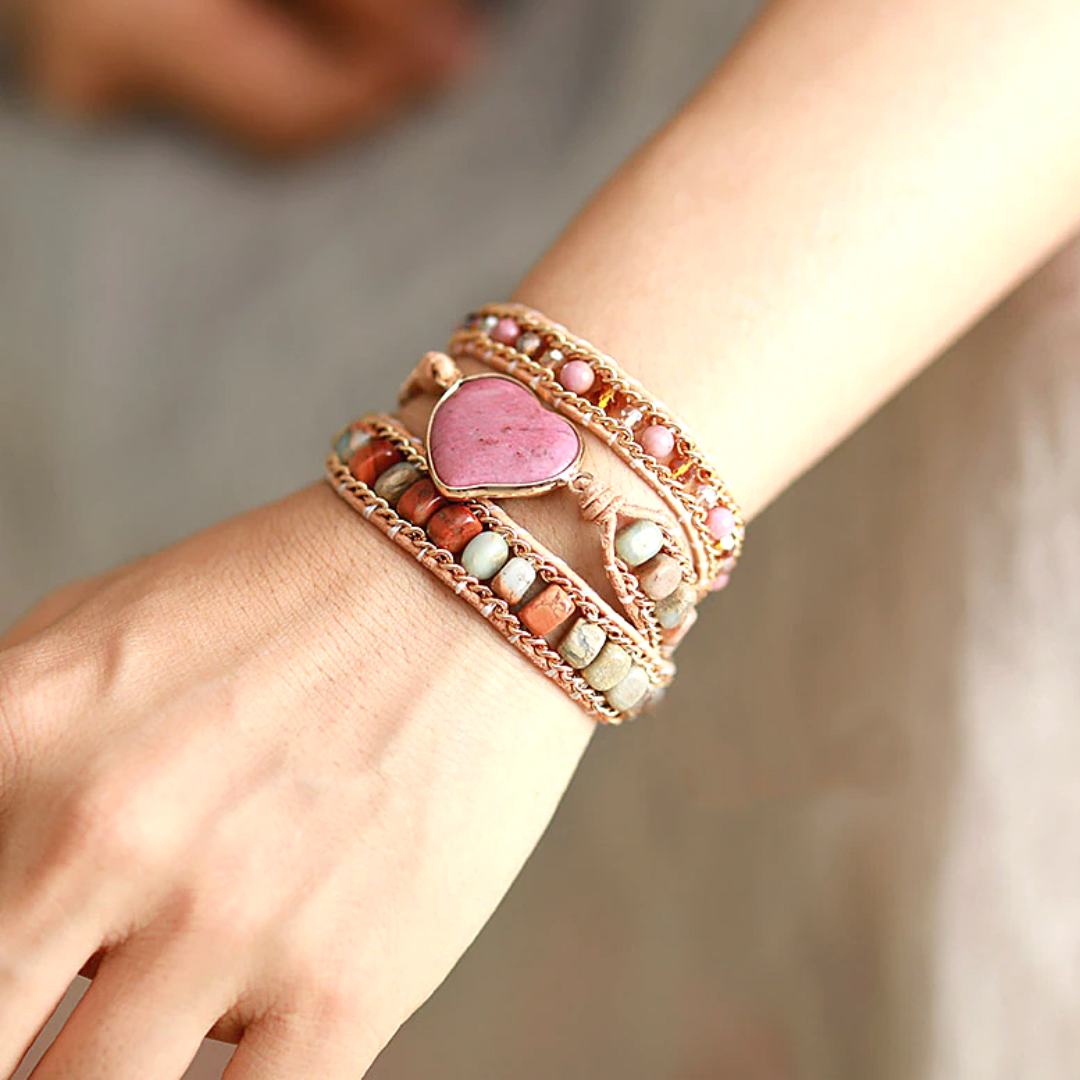 PURE LOVE RHODONITE WRAP BRACELET