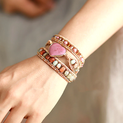 PURE LOVE RHODONITE WRAP BRACELET