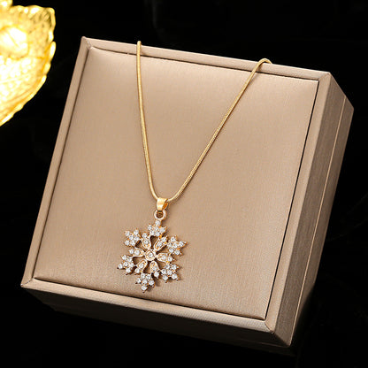 🎁CHRISTMAS PRE SALE 60% OFF🎄 Diamonds Snowflake Earrings Necklace Set