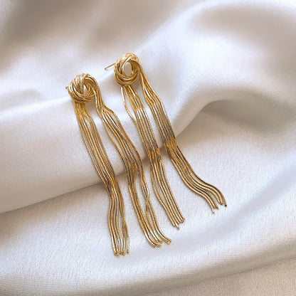 Long Chain Tassel Earrings