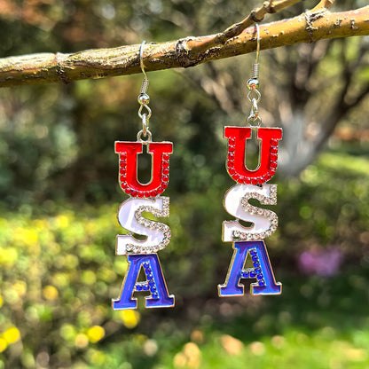 4th of July American Flag Earrings