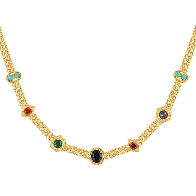 Classic Vintage Rainbow Color Zircon Necklace & Bracelet