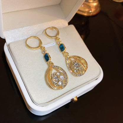 Diamond-Studded Water Drop Earrings
