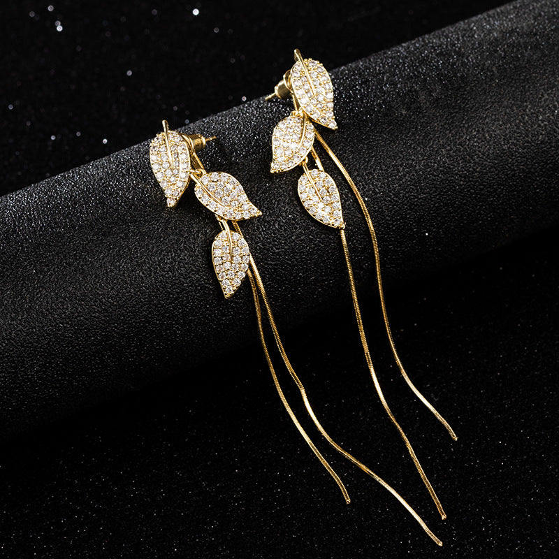 -Leaf Tassel Earrings