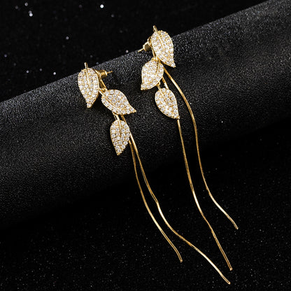 -Leaf Tassel Earrings