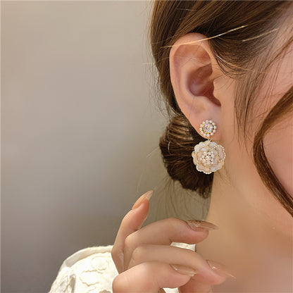 - French Camellia Pearl Earrings