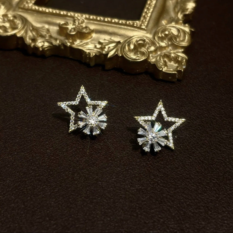 🌸Rotating Star Flower Zircon Earrings
