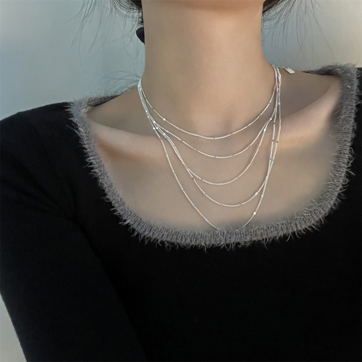 Multilayer Chain Sparkling Necklace