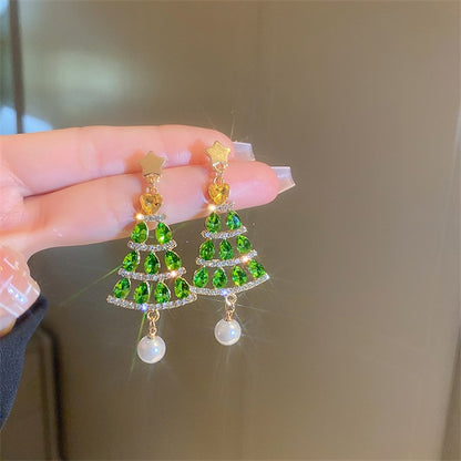 Sparkling Christmas Tree Pearl Earrings🎄