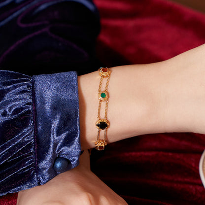 Classic Vintage Rainbow Color Zircon Necklace & Bracelet
