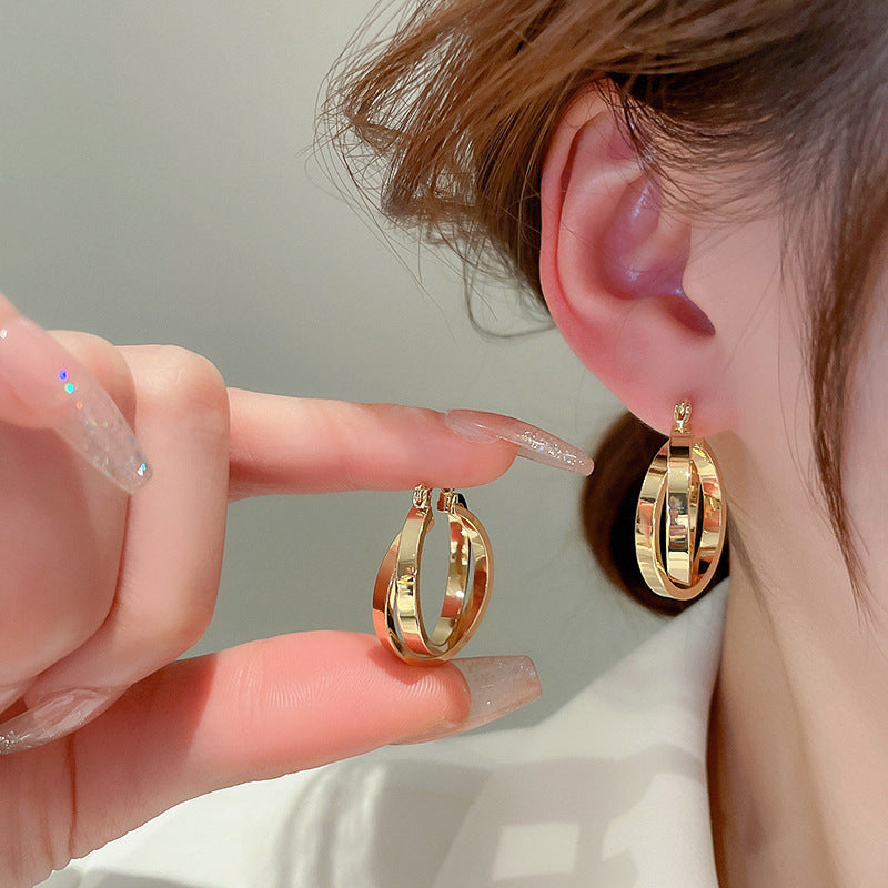 - Cross Hoop Earrings