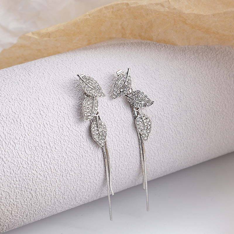 -Leaf Tassel Earrings