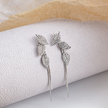 -Leaf Tassel Earrings