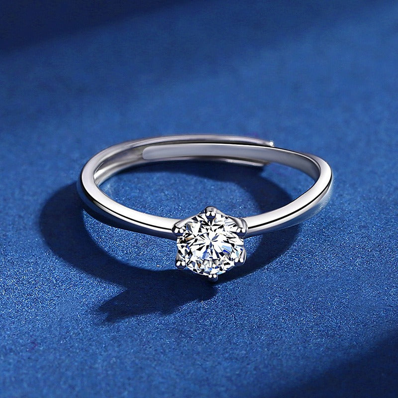 🌊Summer Hot Sale✨-S925 Sterling Sliver Adjustable Full Moissanite Ring