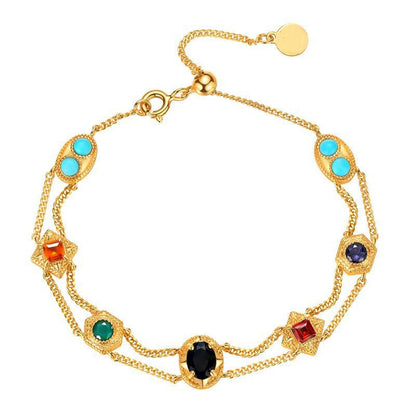 Classic Vintage Rainbow Color Zircon Necklace & Bracelet