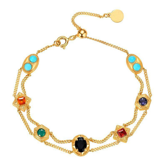 Classic Vintage Rainbow Color Zircon Necklace & Bracelet