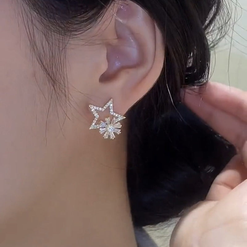 🌸Rotating Star Flower Zircon Earrings