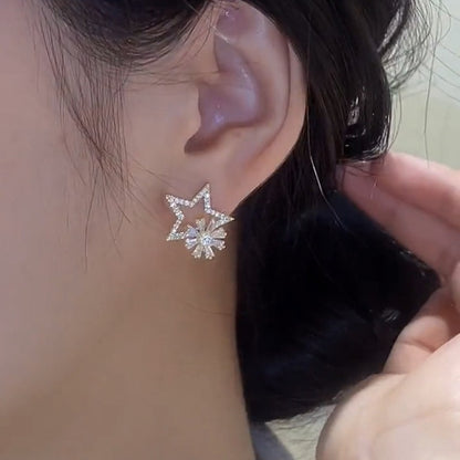 🌸Rotating Star Flower Zircon Earrings