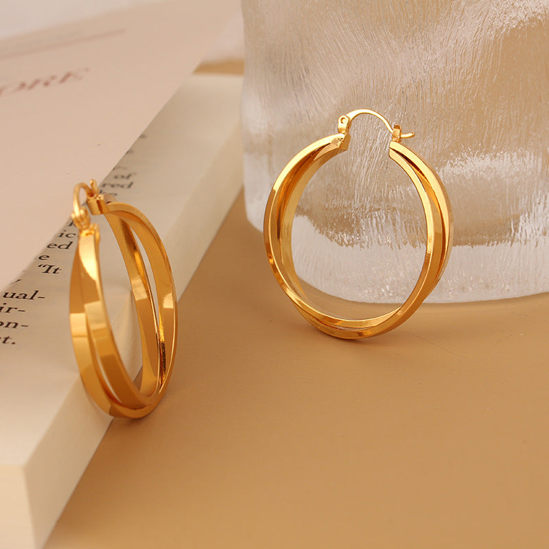 - Cross Hoop Earrings