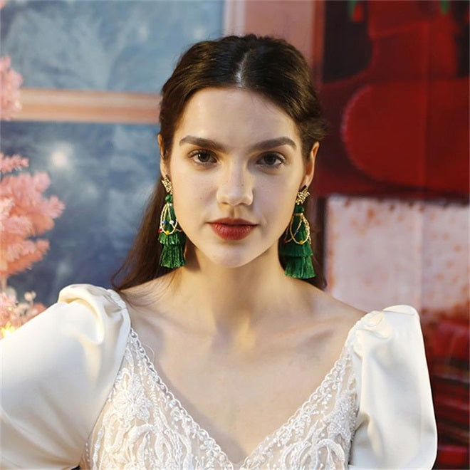 Rice Beads Tassel Braided Christmas Earrings🎄