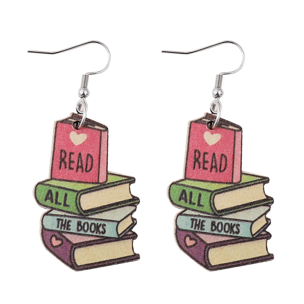 📚Heart Book Wooden Earrings