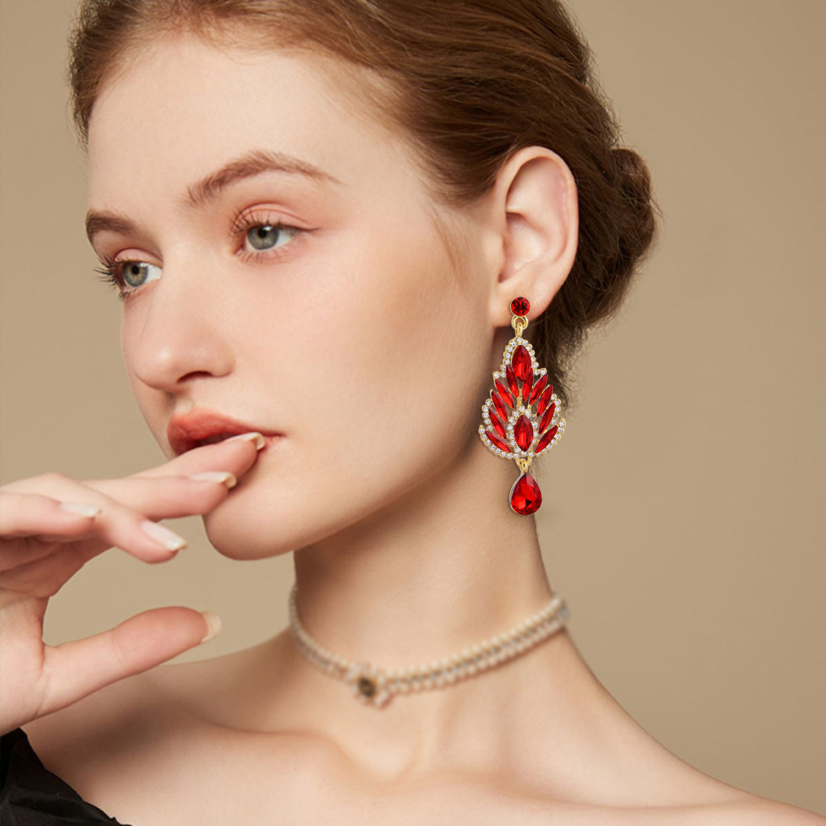 FOR LOVE - CRYSTAL DANGLE OVERSIZED EARRINGS FOR WOMEN