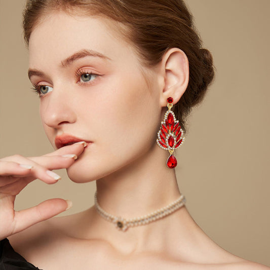 FOR LOVE - CRYSTAL DANGLE OVERSIZED EARRINGS FOR WOMEN