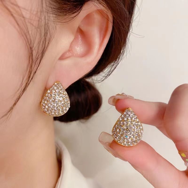 Water Drop Shaped Diamond Stud Earrings