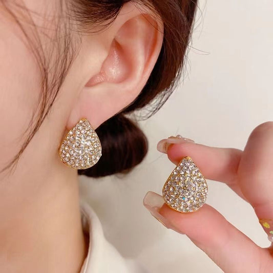 Water Drop Shaped Diamond Stud Earrings