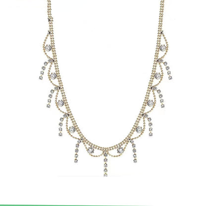 French Lace Edge Diamond Clavicle Chain