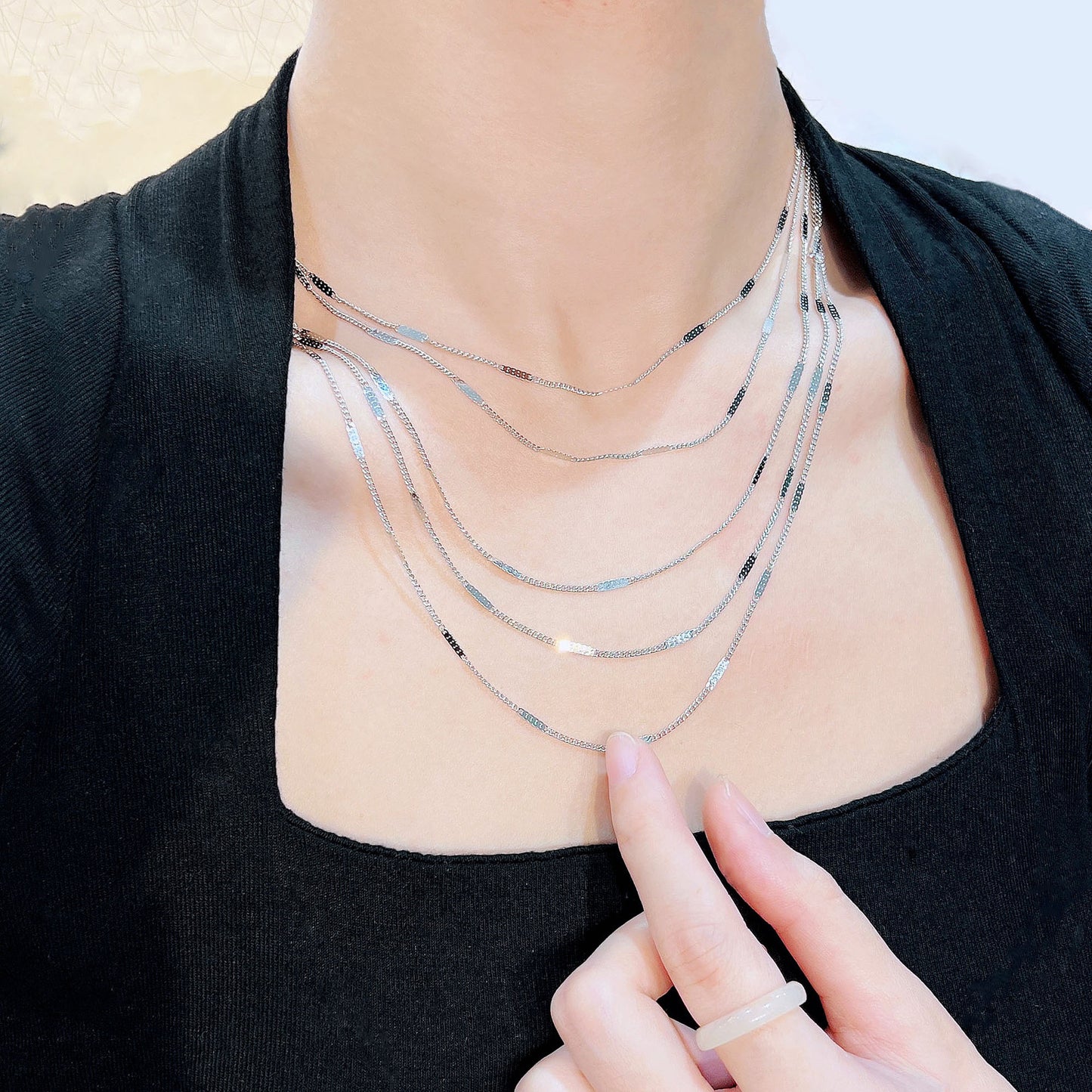 Multilayer Chain Sparkling Necklace