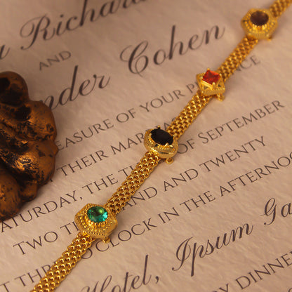 Classic Vintage Rainbow Color Zircon Necklace & Bracelet
