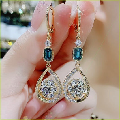 Diamond-Studded Water Drop Earrings