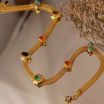 Classic Vintage Rainbow Color Zircon Necklace & Bracelet