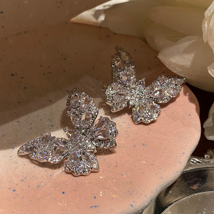 - French Style Butterfly Earrings With Diamonds