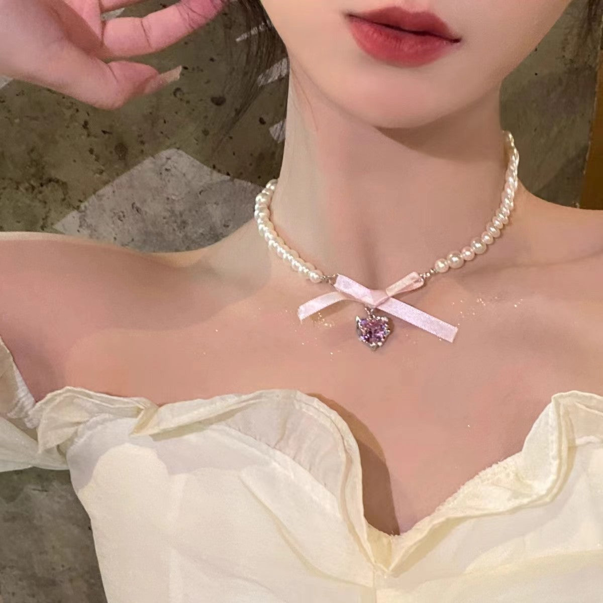 For Love Ones - Pearl Choker Adjustable Necklace