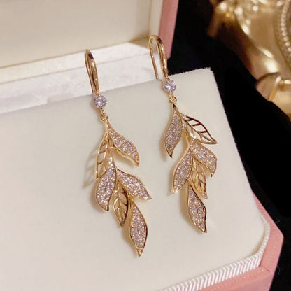 💐 Mother'Day Pre-Sale 💝- Leaf and Diamond Earrings