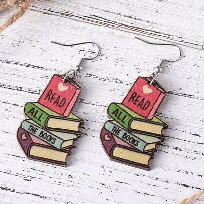 📚Heart Book Wooden Earrings