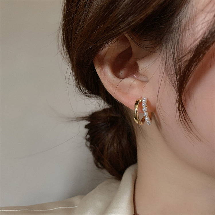 Two Wear Method Pearl Double Earrings