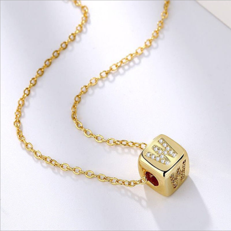 DIY Alphabet Gold Plated Zircon Necklace