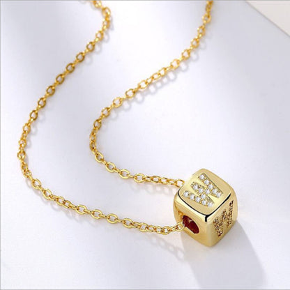DIY Alphabet Gold Plated Zircon Necklace