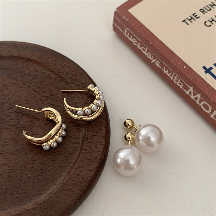 Two Wear Method Pearl Double Earrings