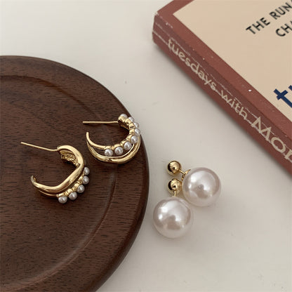 Two Wear Method Pearl Double Earrings