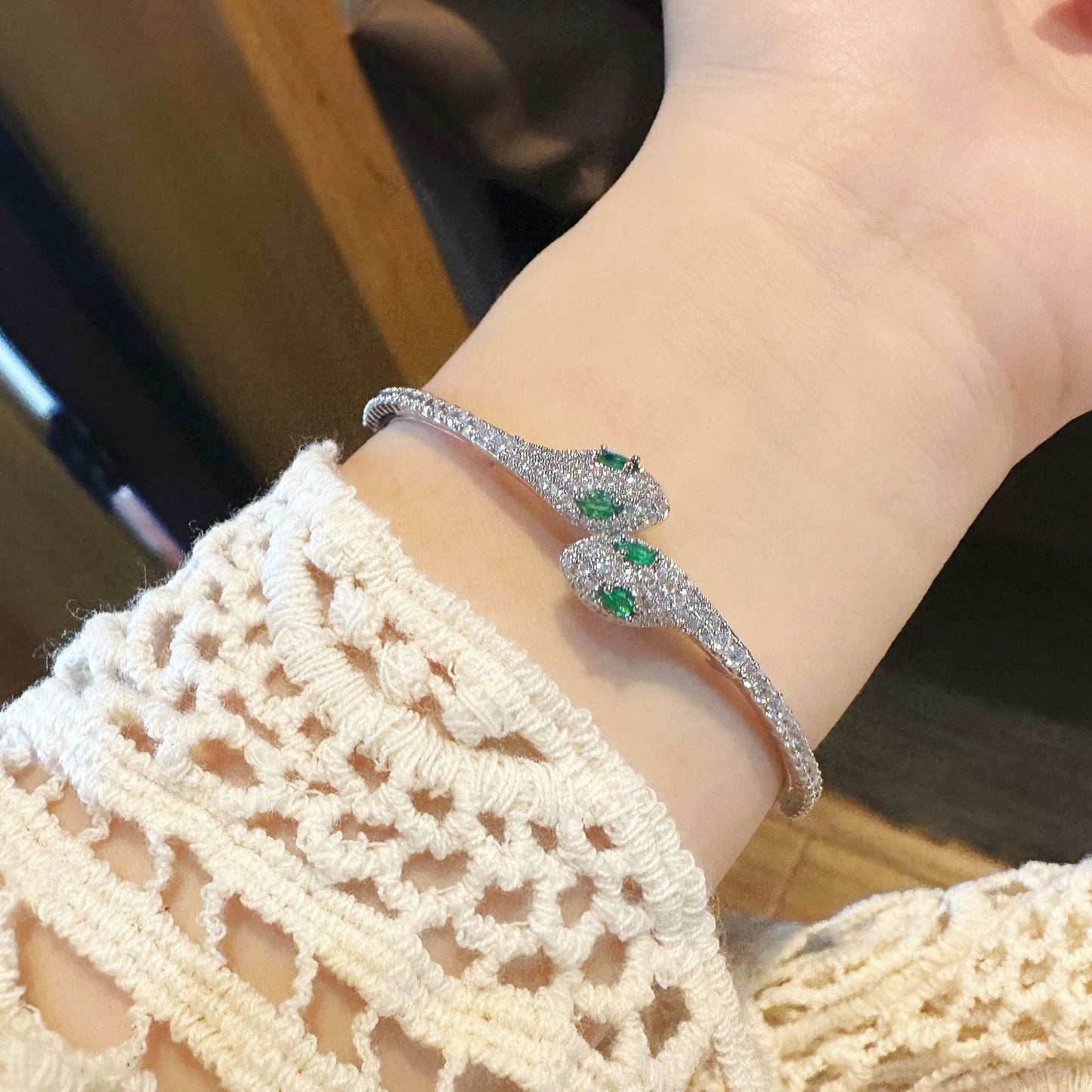 Green Eye Snake Zircon Bracelet