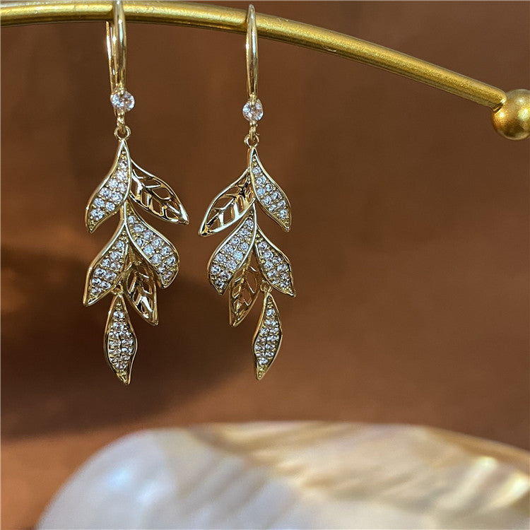 💐 Mother'Day Pre-Sale 💝- Leaf and Diamond Earrings