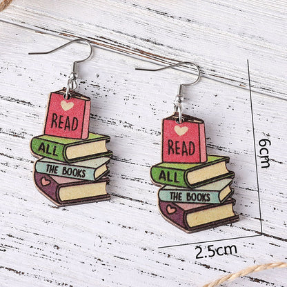 📚Heart Book Wooden Earrings