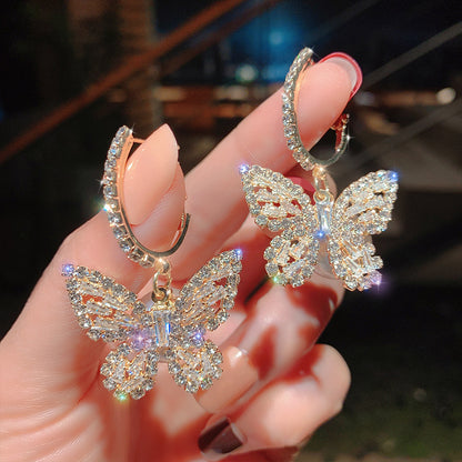 Pearl Zircon Butterfly Earrings