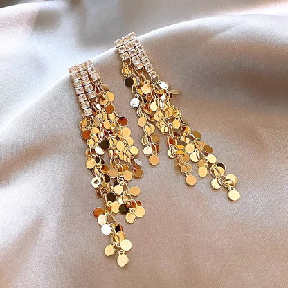 “Glow Drop” – Statement Sequin Tassel Earrings
