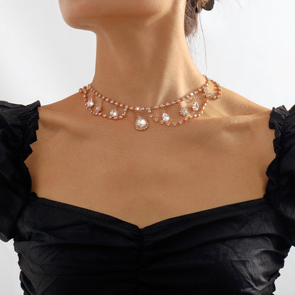 French Water Drop Petal Necklace